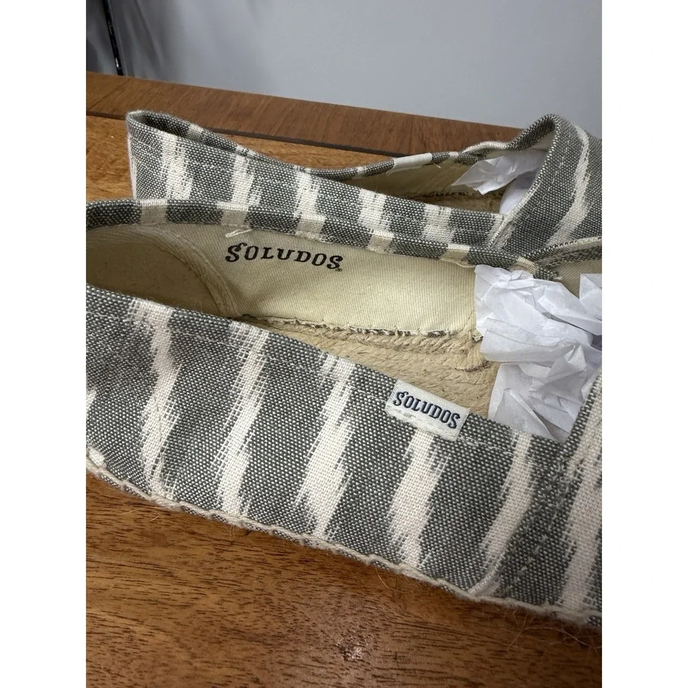 Soludos Women's 11 Gray‎ Striped Smoking Espadrille Slip On Shoes Light Sneakers